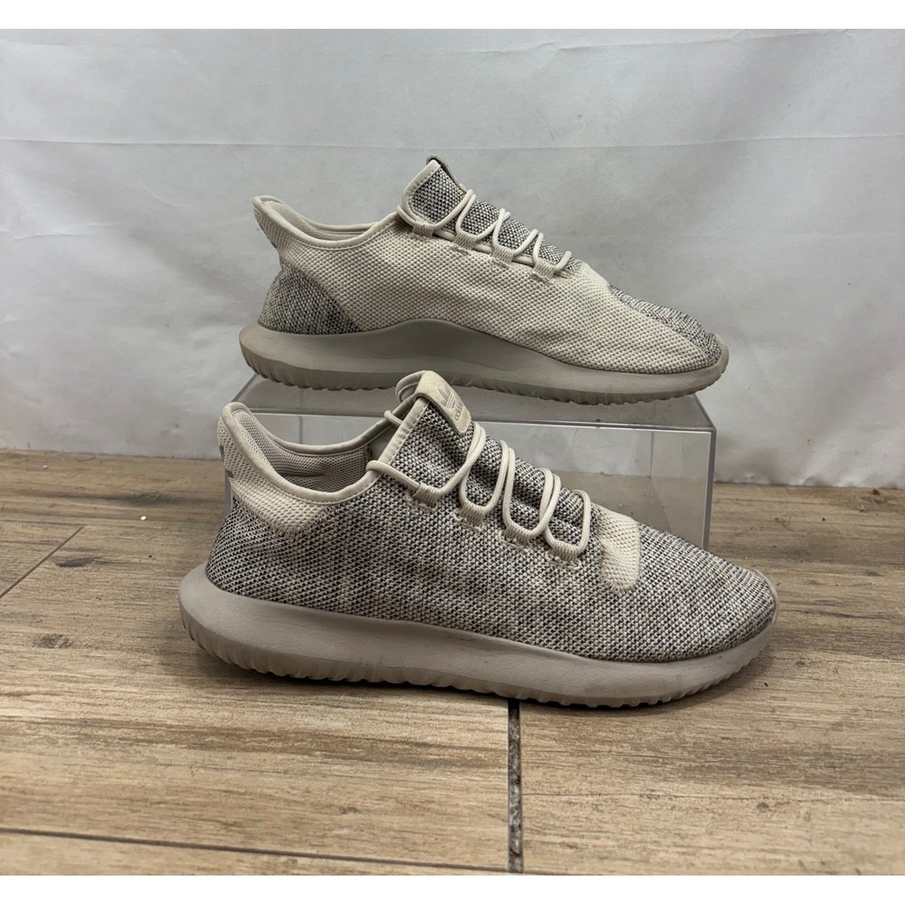 Adidas Tubular Shadow Knit Sneakers Mens Size 12 Beige Running Shoes
